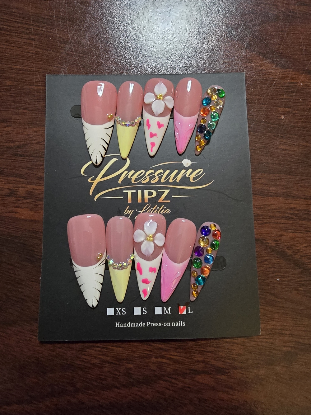 Handmade Pink Multi-Accent Press-On Nail Set
